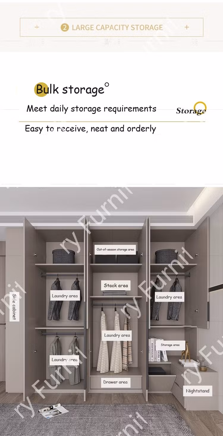 Elegant Coffee Wardrobe, Wooden Furniture, Storage Cabinet for Trendy Bedrooms