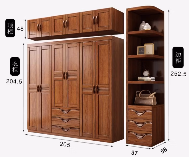 Simple Style Bedroom Furniture Solid Wood Wardrobe Cabinet