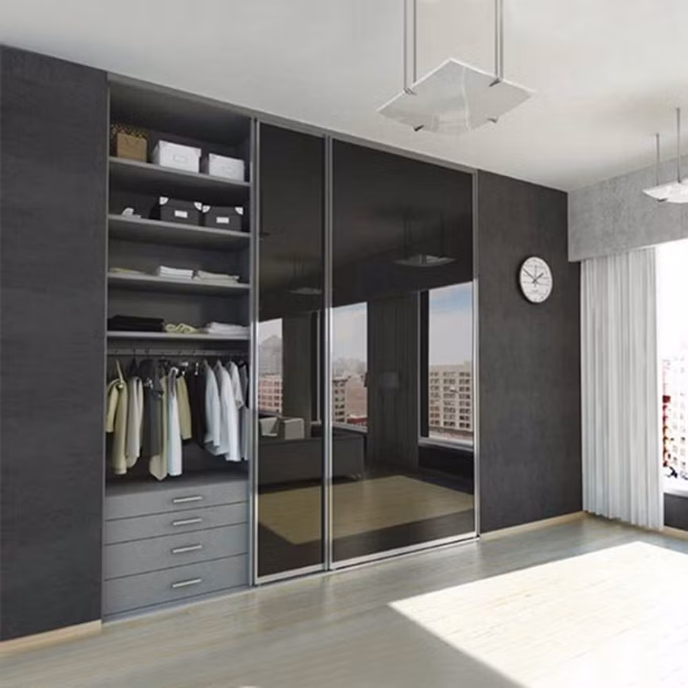 Factory Outlet Modern Fashion Minimalist Design PVC Bedroom Sliding Door Wardrobe