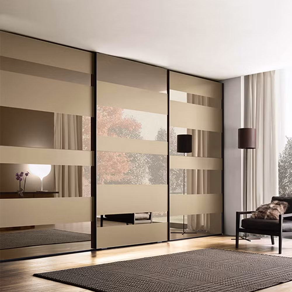 Factory Outlet Modern Fashion Minimalist Design PVC Bedroom Sliding Door Wardrobe