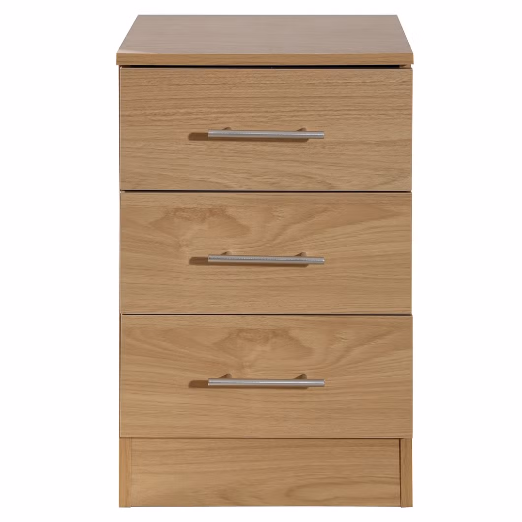 Wholesale Mirrored Wardrobe Wood Grain Design High Gloss Bedroom Set