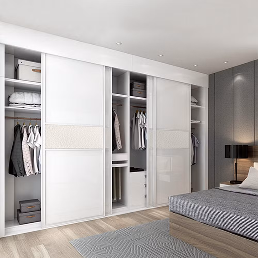 Factory Outlet Modern Fashion Minimalist Design PVC Bedroom Sliding Door Wardrobe