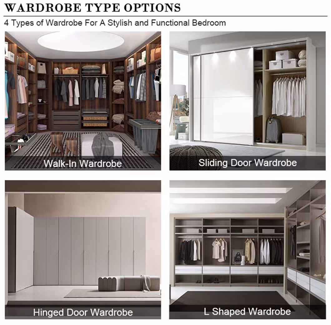 2023 New Modern Customized White Wardrobe Cabinet Latest Design Wooden Storage Sliding Door Wardrobe