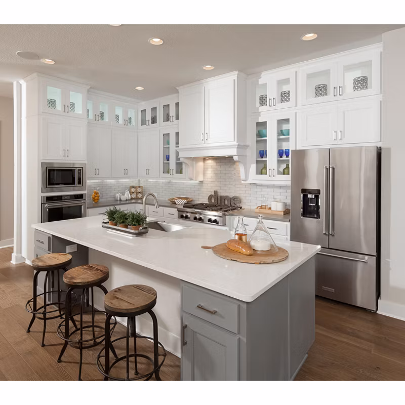 Modern Modular Kitchen Cabinets Design White Laminated Plywood Finish Kitchen Cabinets with Custom Color