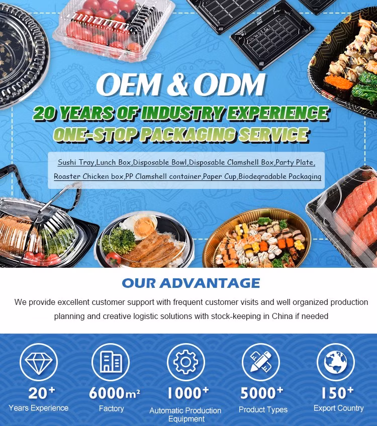 Manluen Blue White Printing High Durability Sealed Buckle Design Plastic Food Packaging Takeaway Disposable Boat Shape Sushi Tray