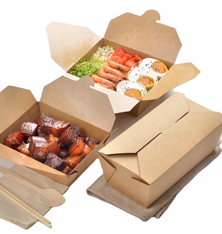 Disposable Takeaway Biodegradable Printed Paper Take Fast Food Packaging Fried Chip Oil Proof Packaging