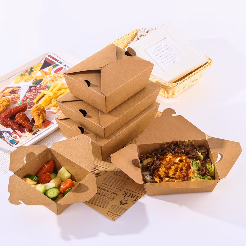 Disposable Takeaway Biodegradable Printed Paper Take Fast Food Packaging Fried Chip Oil Proof Packaging