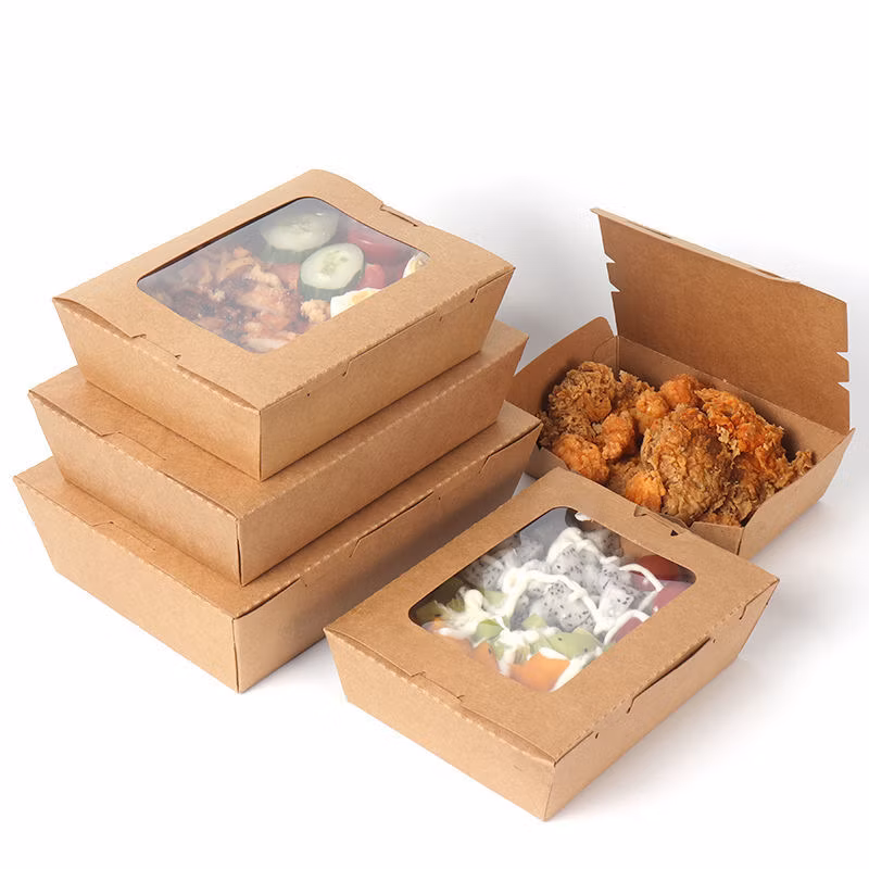 Disposable Takeaway Biodegradable Printed Paper Take Fast Food Packaging Fried Chip Oil Proof Packaging