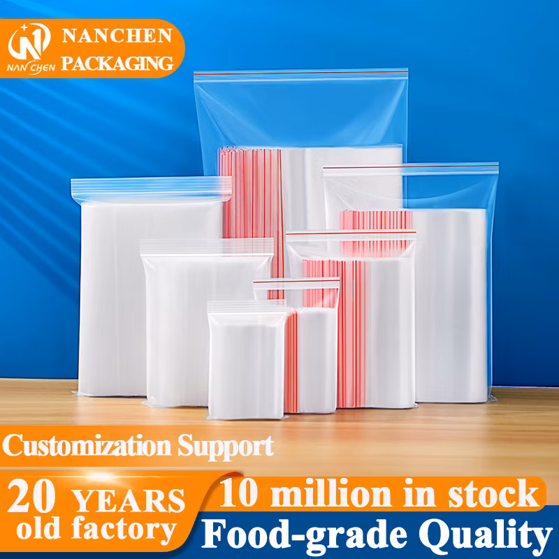 Self Sealing Ziplock Bag Package Customize Clear Cloth Garment Print Logo LDPE CPE Travel Coffee Waterproof Food Grade Powder Jewelry Medicine Zip Lock