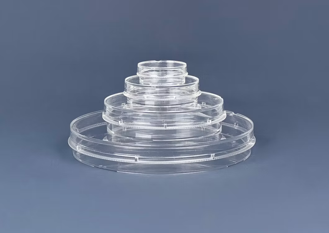 35/60/100mm Petri Dish Container with Griping Ring Laboratory Plastic PS Material Sterile