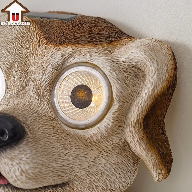 Decorazione carina in LED a forma di cane per il giardino della famiglia, scultura in resina di piccole dimensioni