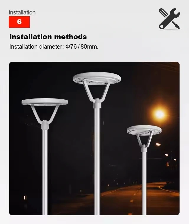 Round Integated LED Waterproof IP65 Driveway Yard Street Post Top Solar Garden Light