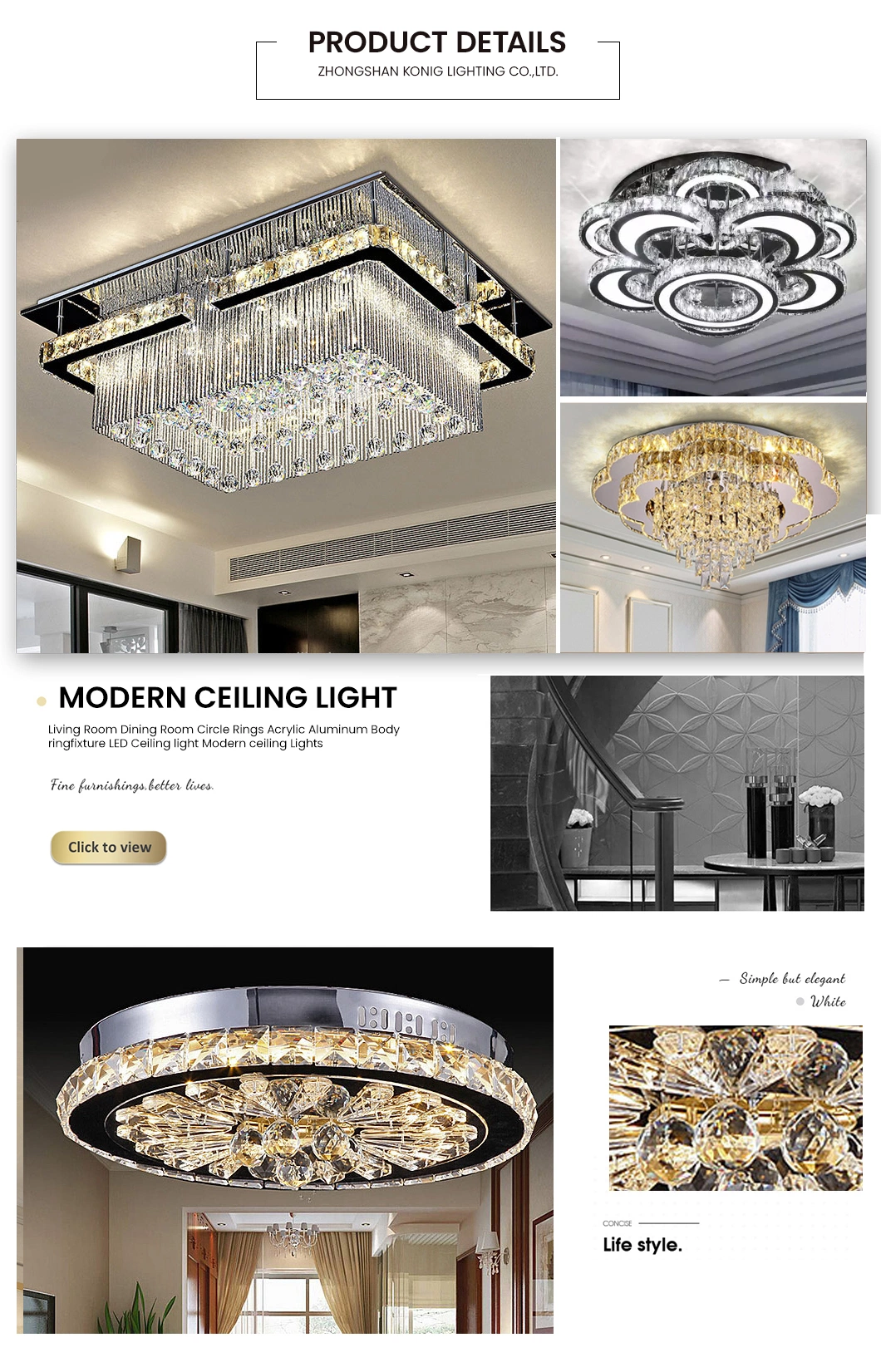 Crystal Light Lighting Stainless Steel China Hot Sale Lighting Factory Sale Living Room Rustic Crystal Ceiling Light