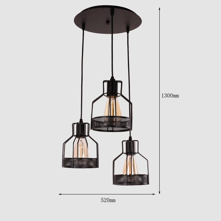 Jlc-6304 Rustic Black Metal Mesh Cage Shade Dining Room Pendant Light