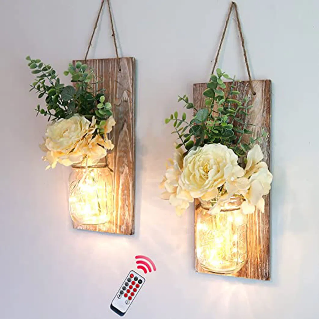 LED String Lights for Modern Living Room and Bedroom Rustic Wooden Wall Hanging Decor