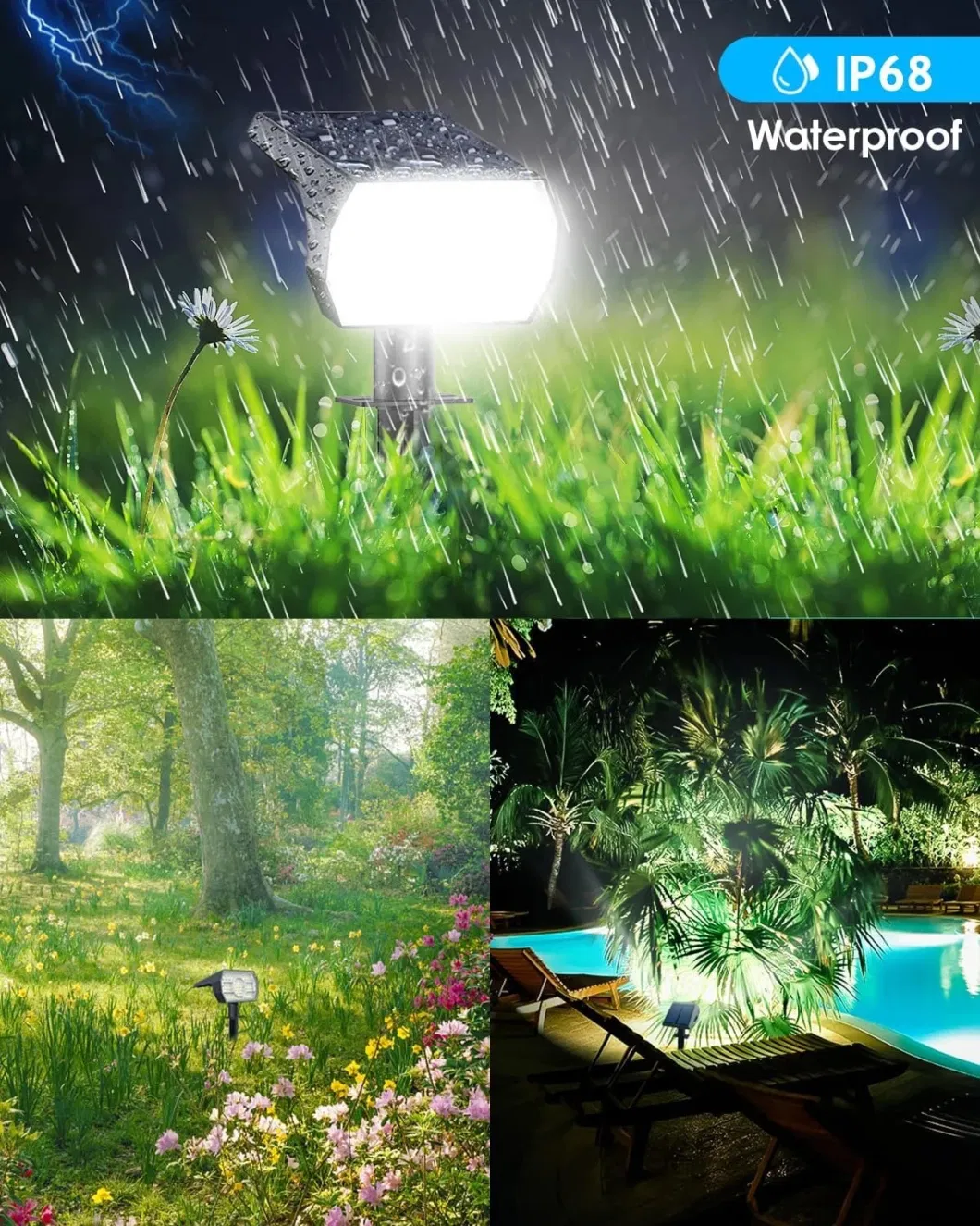 Hot Selling Waterproof Bright Solar Powered LED Solar Spot Light for Outside Garden Lawn Yard Landscape