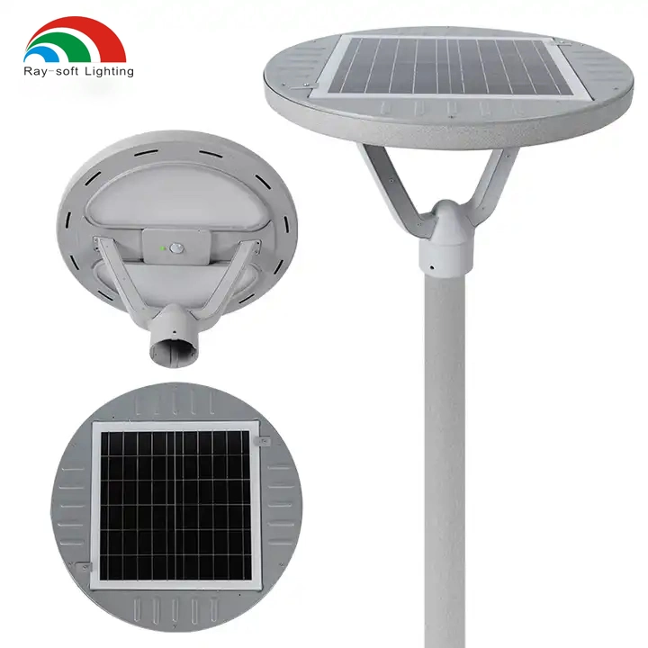 Round Integated LED Waterproof IP65 Driveway Yard Street Post Top Solar Garden Light