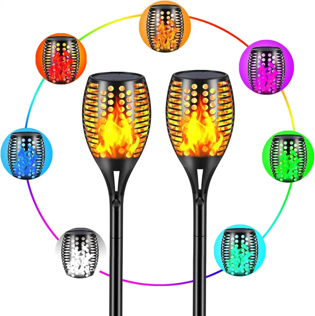 Solar Lights, 96 LED Different Colors. Flickering Flames Torch Lights for Your Yard, Garden, Party. Outdoor Waterproof. Landscape Decoration Lighting