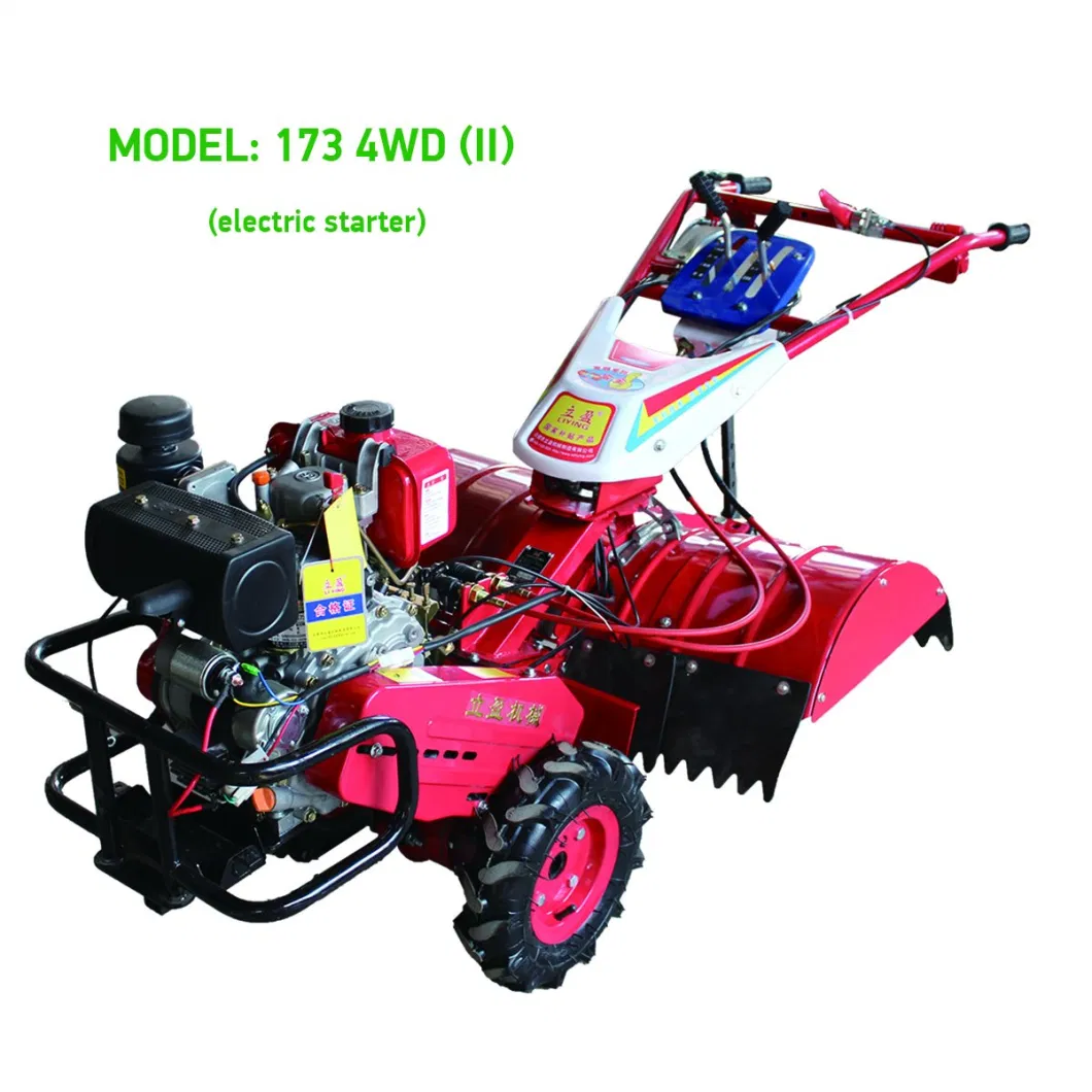 Walk Behind Mini Tractor Power Cultivator Ditching Ploughing Rotary Tiller