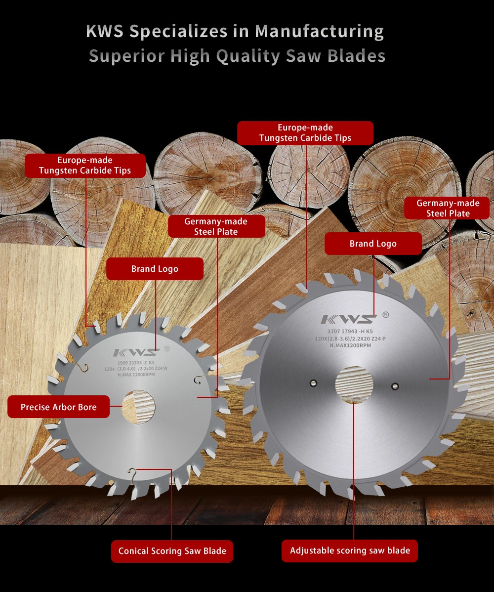 Kws Tct Scoring Saw Blade with Extremely Durability for Wood Cutting China Supplier