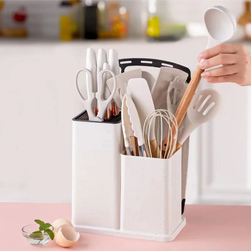 Luxury Cookware 19PCS Silicone Storage Bucket Kitchen Knife