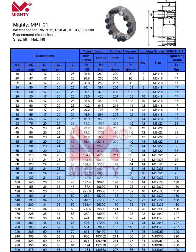 Factory Standard Mpt 04 Locking Devices Interchange for Rck 70, Klda