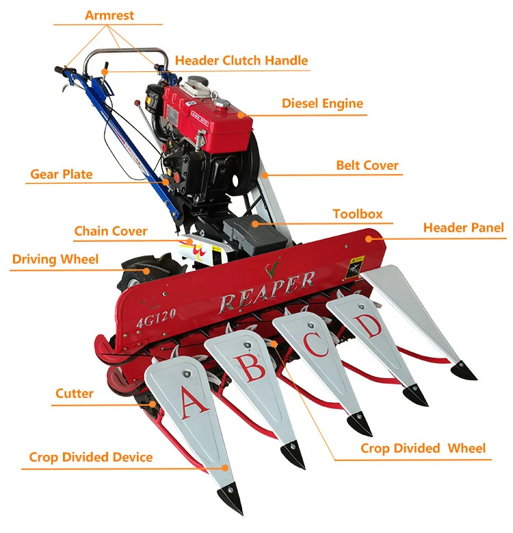 Tractor Walk Alfalfa Reaper Mini Harvester Reaper, 1.2m Width