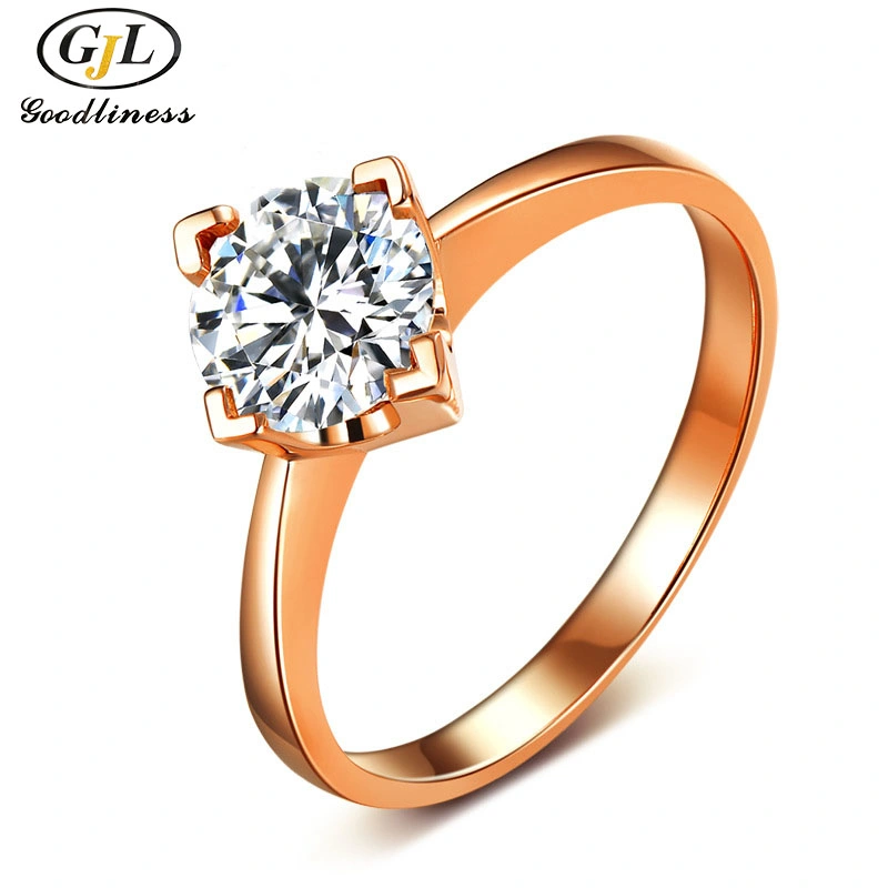 D Color Moissanite 18K Gold Four-Prong Wedding Ring for Women