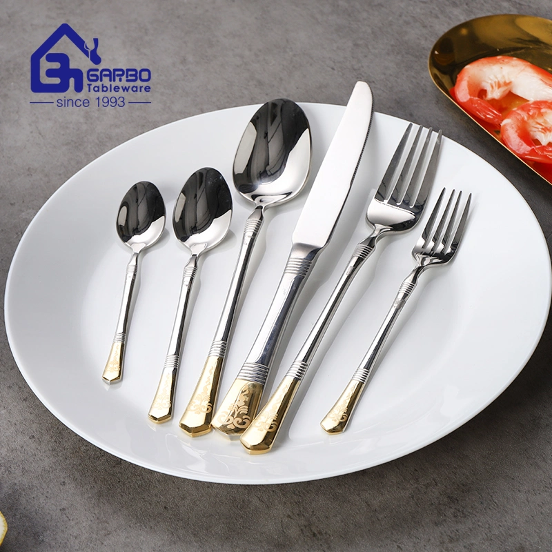 High Quality Stainless Steel Knife with Metal Handle and Golden Deco for wholesale