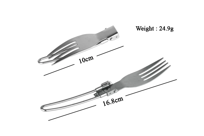 3 PCS Set Stainless Steel Outdoor Camping Picnic Cutlery Hiking Folding Cutlery Knife Fork Spoon Cooking Set