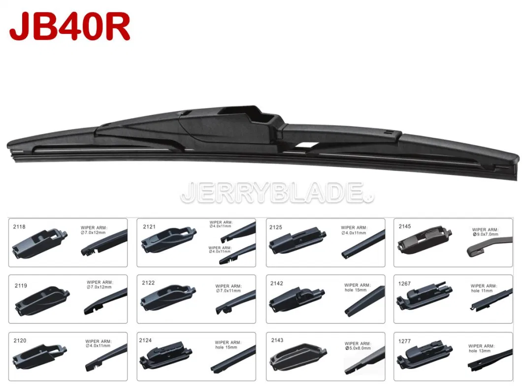 Jerryblade Factory Top Quality Beam Rear Wiper in Multi Adapters Universal OE Replacement Multi Use Rear Wiper Blade 12 Clips for All Cars,Easy One-for-All Best