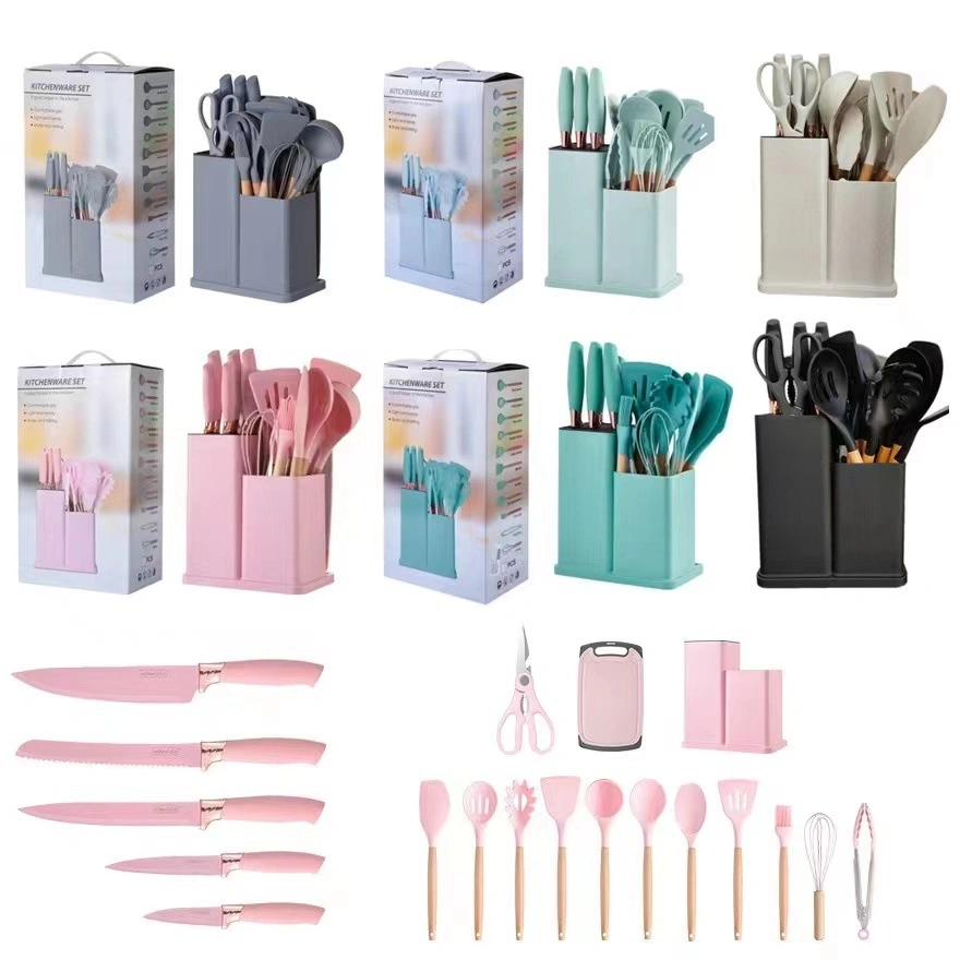 Silicone Kitchen Utensils Set 19-Piece Knife Combination Set Storage