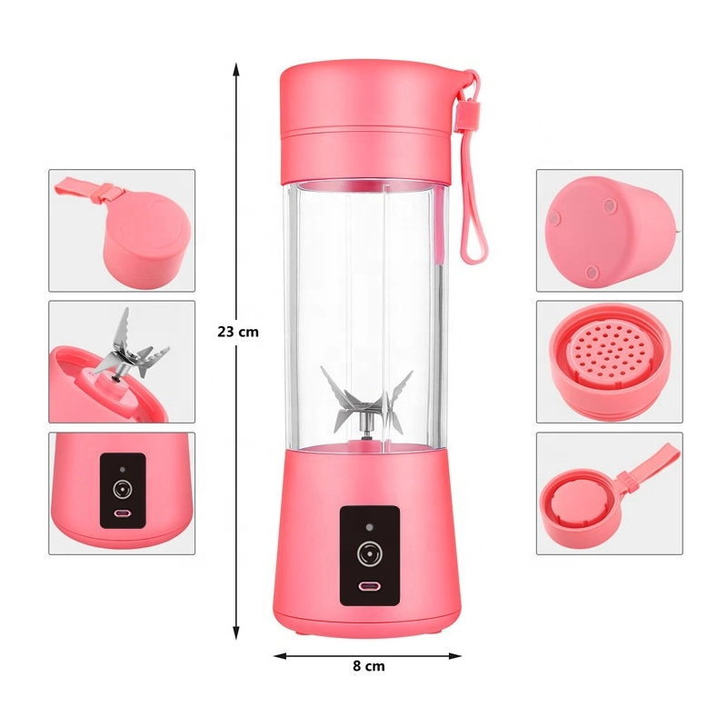 Mini Portable Rechargeable USB Fruit Juicer 6 Blades Electric Blender