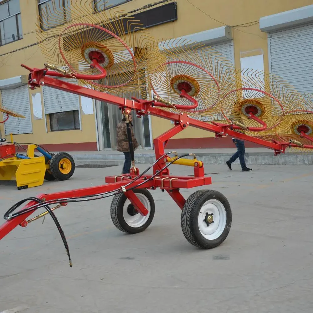 Hot Sale Factory Direct Sales 8/10/12 Discs Double Wings Wheel Lawn Rake Walk Rake Lawn Tractor Rake