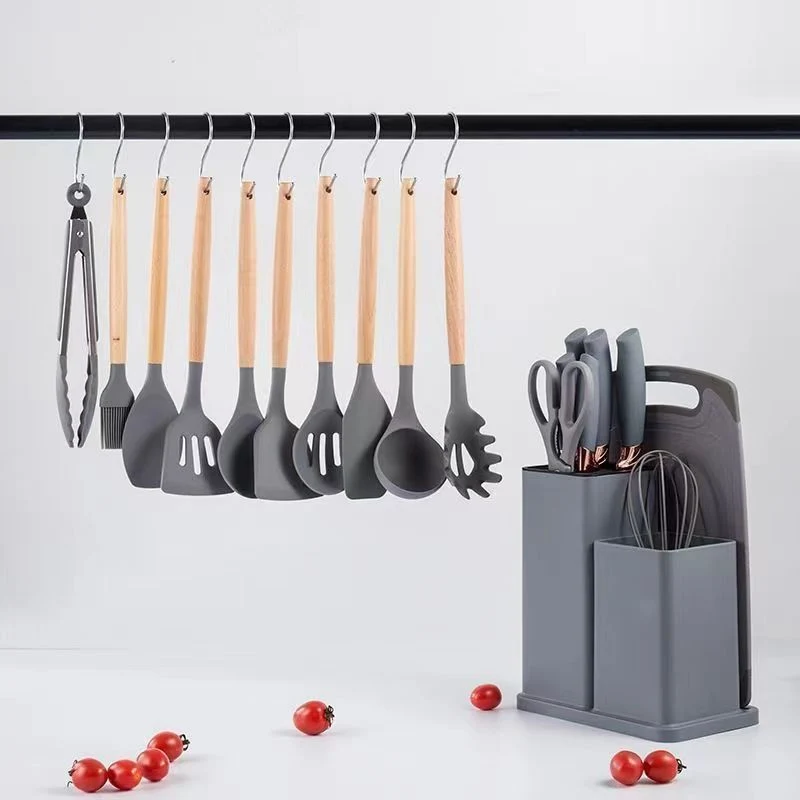 Silicone Kitchen Utensils Set 19-Piece Knife Combination Set Storage