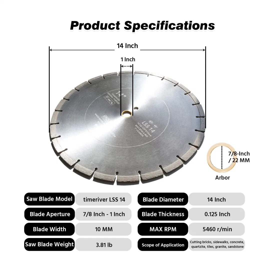 14 Inch Diamond Blade Concrete Hot Pressing Process High Durability