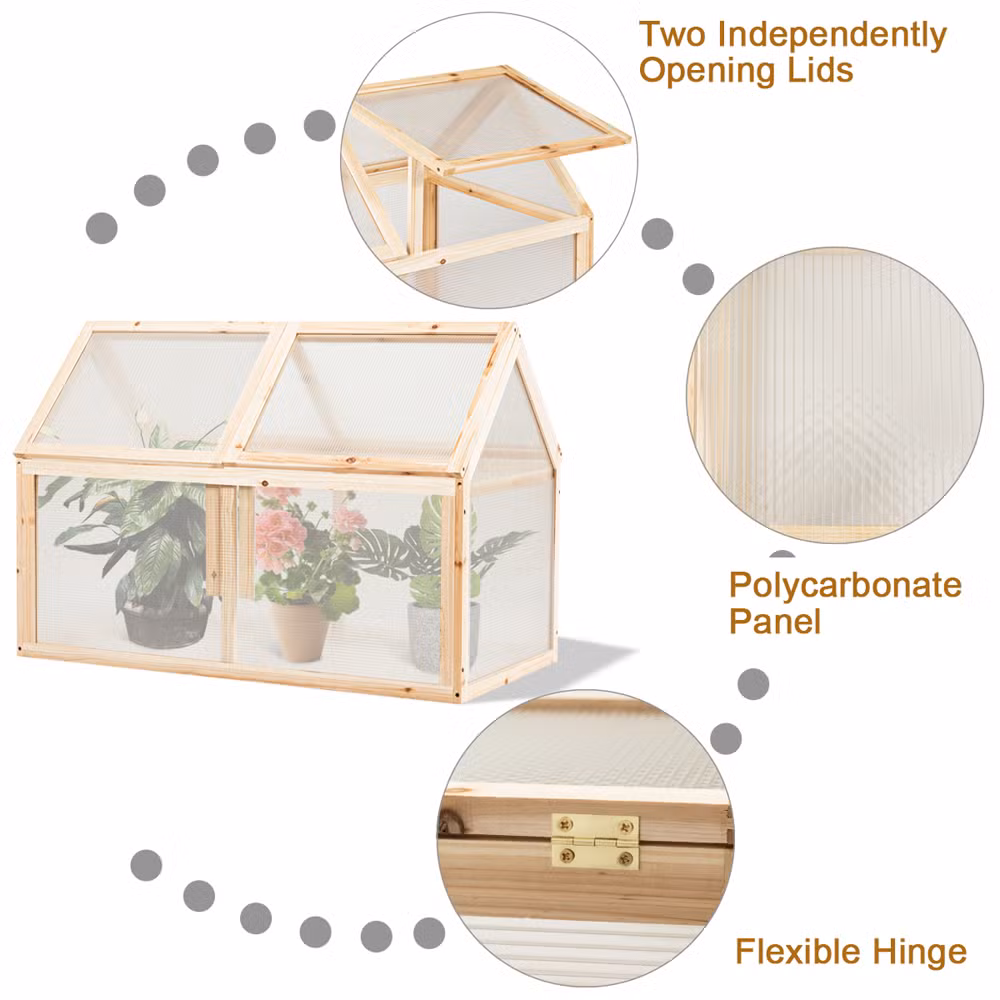 Garden Wooden Cold Frame Greenhouse Warmhouse 60X30X45cm