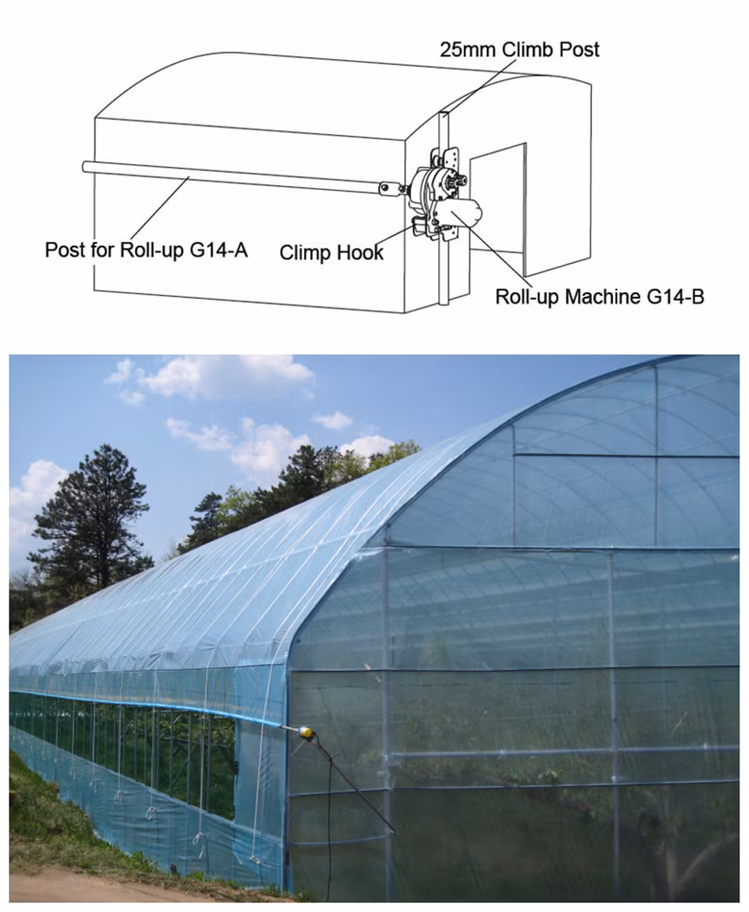 Greenhouse Film Roll up Electric Motor 100W DC 24V for Ventilation
