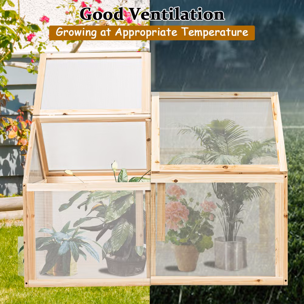 Garden Wooden Cold Frame Greenhouse Warmhouse 60X30X45cm