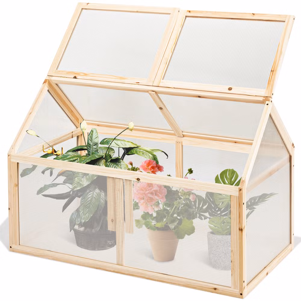 Garden Wooden Cold Frame Greenhouse Warmhouse 60X30X45cm