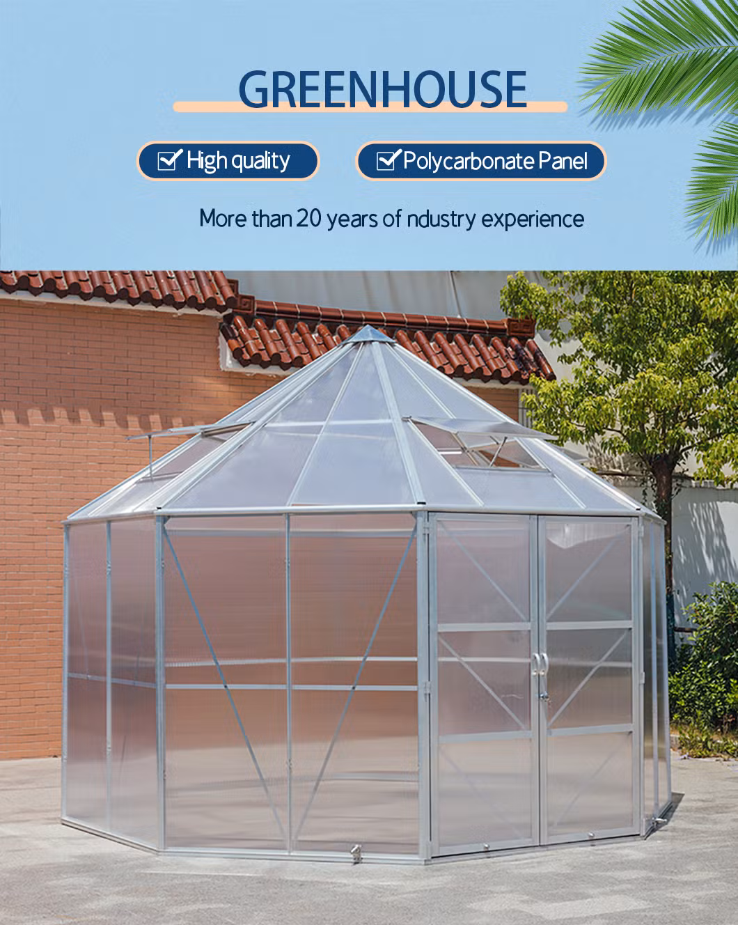 Commercial Intelligence Agriculture Glass Arch PE/Po Plastic Tunnel Greenhouse