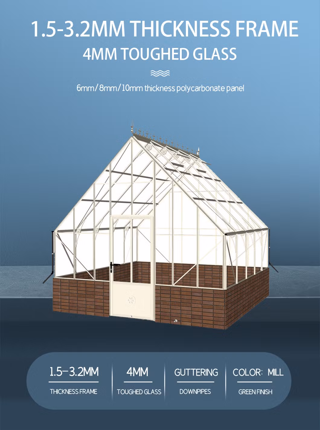 Commercial Intelligence Agriculture Glass Arch PE/Po Plastic Tunnel Greenhouse