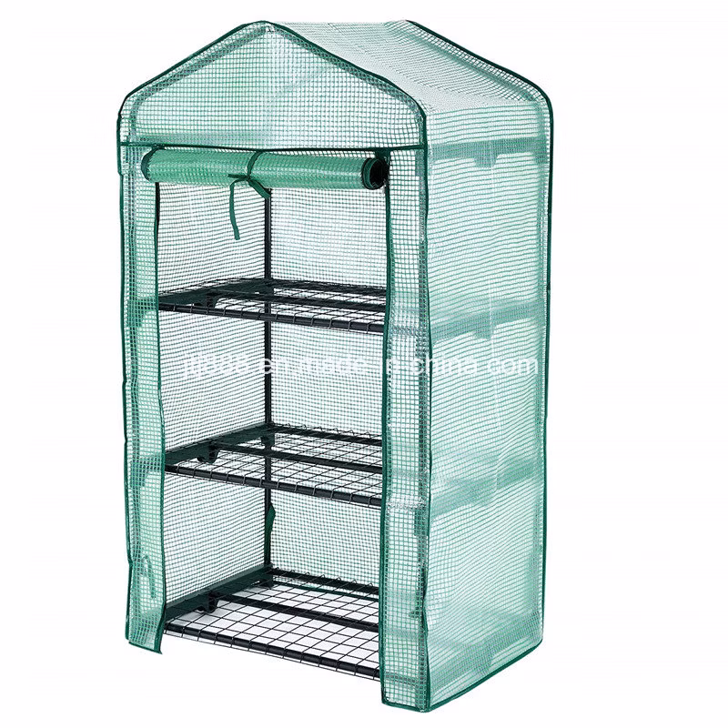 3-Tier Greenhouse, Outdoor Gardening Hot House with Zippered Cover and Metal Shelves (JGG0008)
