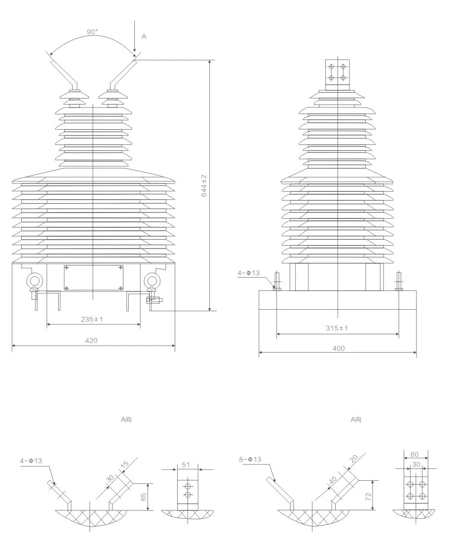 Lzzbj71-35W (lzzw-35) 33kv Outdoor Dry Type Hv Current Transformer Wall Bushing Insulaors