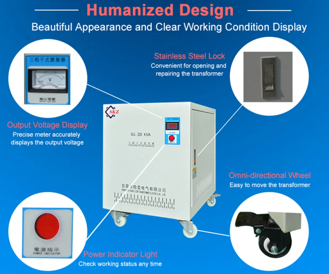 China Manufacturer Electrical Instrument Two Windings Dry Type 220V to 440V Three Phase Step up Transformer