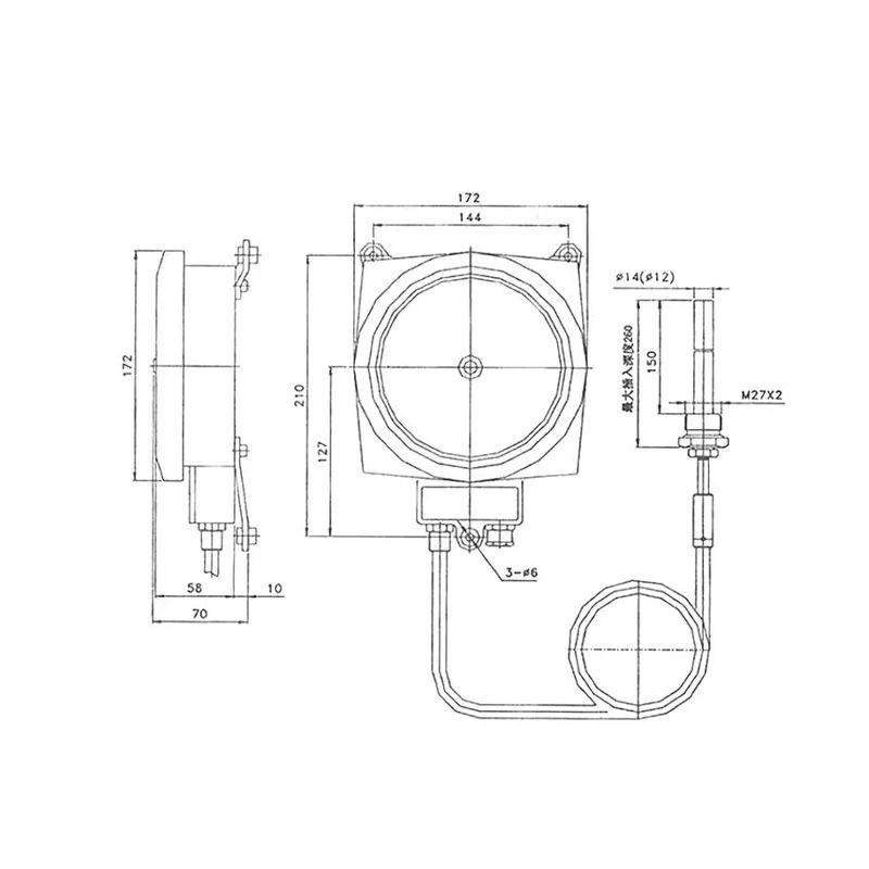 Stainless Steel BWS-70 Outdoors Oil Temperature Indicator For Transformer Oil Temperature Measurement