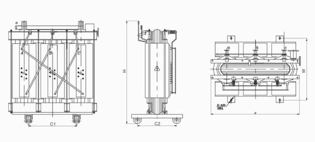 Three Phase Dry Type Transformer 100% Copper 5000 V High Voltage 50Hz/60Hz