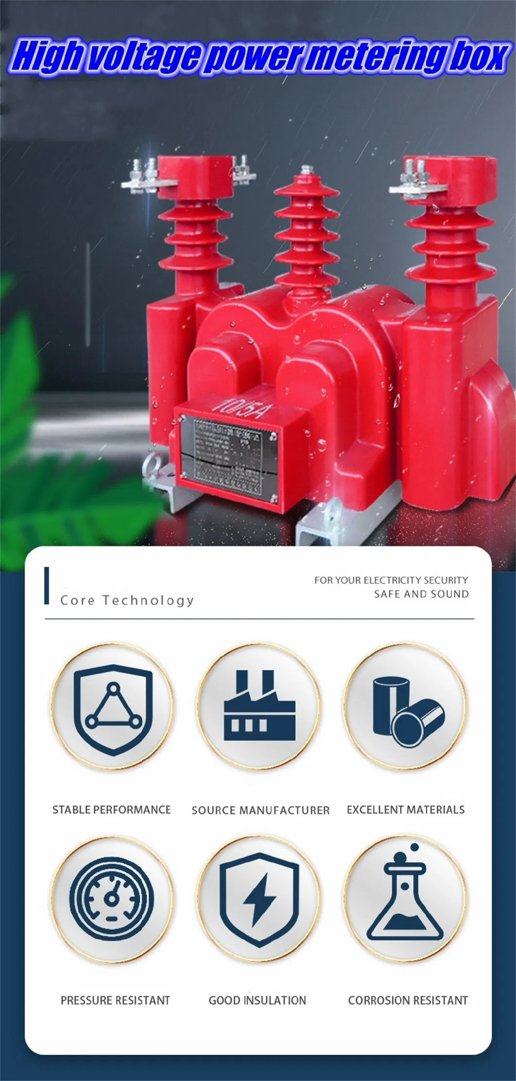 Jlszv2-6/10W 6/10kv Three-Phase Three-Wire Outdoor Dry Combined Instrument Transformer High Voltage Metering Box