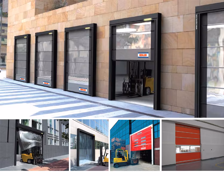 Industrial Exterior PVC Rapid High Speed PVC Stacking Folding Door