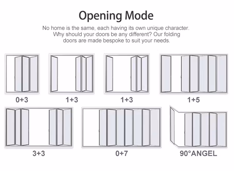 High Performance Exterior Aluminium Bifold Doors Modern Patio Bi Folding Glass Door